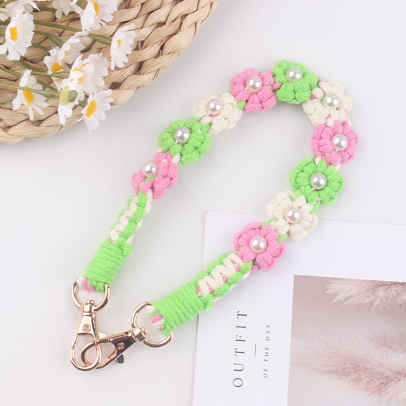 Wholesale Creative hand-woven daisy pearl water cup cup sleeve cup rope